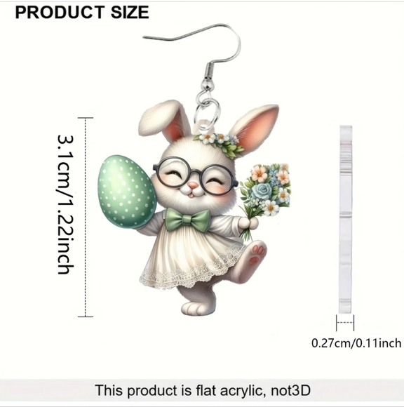 New Girl Bunny Rabbit Earrings - Picture 4 of 7